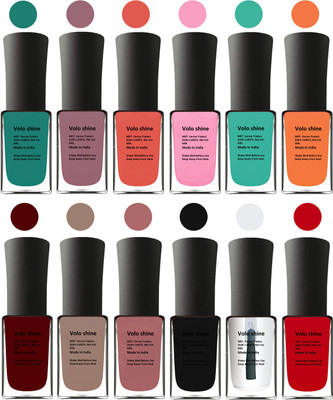 

Aroma Care Green Nail Polish Combo 1106201643 Green, Brown, Orange, Light Pink, Green, Orange, Red, Nude, Peach, Base Coat, Black, Red(Pack of 12)