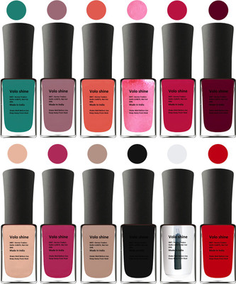 

Aroma Care Brown Nail Polish Combo 1106201629 Green, Brown, Orange, Peach, Orange, Mauve, Pink, Peach, Pink, Base Coat, Black, Red(Pack of 12)