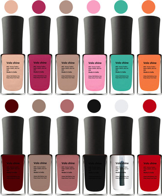 

Aroma Care Black Nail Polish Combo 1806201623 Peach, Orange, Mauve, Pink, Peach, Pink, Yellow, Blue, Magenta, Yellow, Orange, Neon Green(Pack of 12)