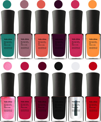 

Aroma Care Brown Nail Polish Combo 1106201623 Green, Brown, Orange, Red, Purple, Pink, Peach, Orange, Mauve, Base Coat, Black, Red(Pack of 12)
