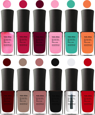 

Aroma Care Black Nail Polish Combo 1806201613 Peach, Orange, Mauve, Pink, Peach, Pink, Yellow, Blue, Magenta, Yellow, Orange, Neon Green(Pack of 12)