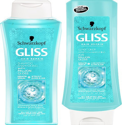 

Schwarzkopf Gliss Hair Repair With Liquid Keratin Million Gloss Shampoo 400ml & Conditioner 400ml (Set of 2)(800 ml)