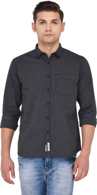 Crosscreek Men Striped Casual Blue Shirt