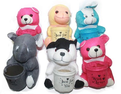 

KOMAL Soft Toy Attractive Teddy Pen Stand Holder Adorable Gift for Kids Birthday, Combo Set of 6 - 150 cm(Multicolor)