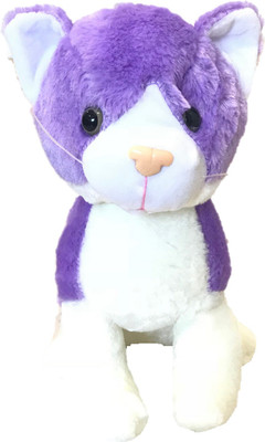 

CREATIVEVILLA CUTE STANDING LITTLE WHITE & PURPLE CAT STUFFED PLUSH SOFT TOY CVST4317 - 27 cm(Multicolor)