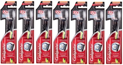 Colgate Toothbrush Charcoal Soft Bristles Slim Soft Brush Charcoal Infused Bristles - 7 Piece Ultra Soft Toothbrush(Pack of 7)