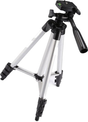 

BIRATTY Tripod with Mobile Clip Holder Bracket Standwith 3D Head & Quick Release Plate Tripod(Silver, Supports Up to 1000 g)
