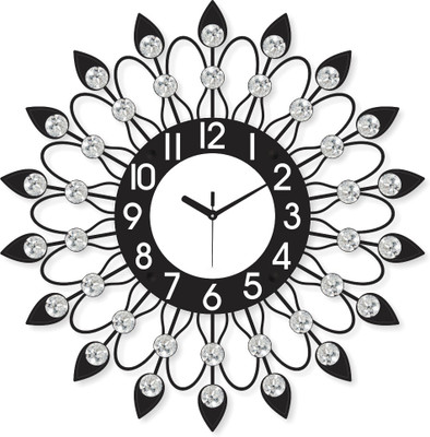 Prateek Exports Analog 46 cm X 6 cm Wall Clock(Black, With Glass) at flipkart