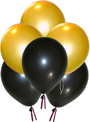 

KNK Solid Black Golden, BIG Size 12 Inchs Balloons Golden, black Pack of 30) Balloon(Gold, Black, Pack of 30)