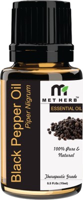 Metherb Black Pepper Essential Oil (15ML) - Pure Natural Aromatherapy & Therapeutic Grade Oil For Skin Care & Hair Care Hair Oil(15 ml)