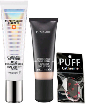 

catherine silicon puff lightful tinted cream, pro long wear foundation(Set of 3)