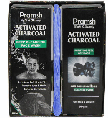 

PRAMSH Gift Pack Of Activated Charocal Peel Off Mask 60gm Box & Face Wash 100gm Box & Loofa (Pack of 3)(Set of 24)