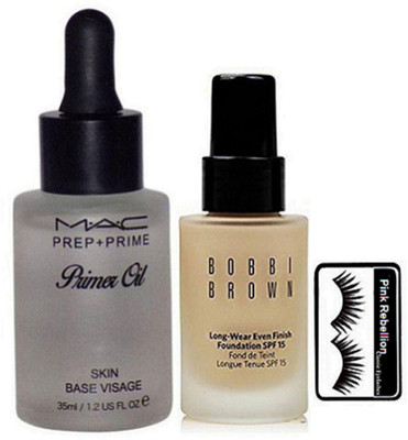 

Pink rebellion Eyelashes & Bobbi Brown Long Wear Foundation & Prep+Prime primer Oil(Set of 3)