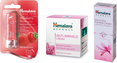 

Himalaya ANTI WRINKLE CREAM, NATURAL GLOW FAIRNESS CREAM, STRAWBERRY SHINE CARE(Set of 3)