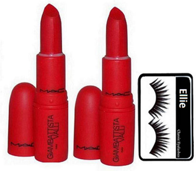 

Ellie Eyelashes,Mac Giambattista Velli Red Shade Lipstick(Pack of 2)(Set of 3)(Set of 3)