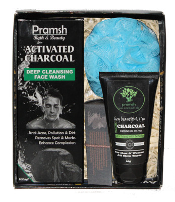 

PRAMSH Gift Pack Of Activated Charcoal Soap 100gm & Peel Off Mask 60gm & Face Wash 100gm Box & Loofa (Pack of 4)(Set of 4)