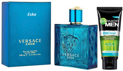 

eska Versace Pour Homme Natural Spary Eau De Toilette,Garnier Men Oil Clear deep cleansing Facewash(Set of 2)