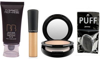 

jenney Sponge Puff, Prep-Prime Creme Foundation, Mineralize Concealer, Studio Fix Face Powder Compact Of Mac(Set of 4)