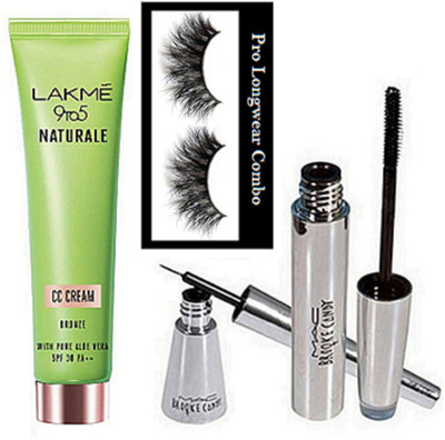 

pro longwear combo Eyelashes, Mac Brooke Candy Eyeliner & Mascara, 9to5 Naturale Cc Cream Honey With Pure Aloe Vera(Set of 4)
