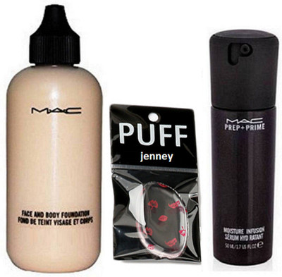 

jenney Silicon Puff & Face And Body Foundation & Mac Serum(Set of 3)