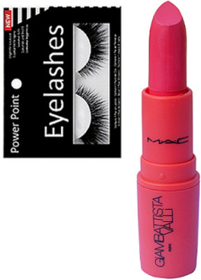 

POWER POINT eyelashes, mac giambattiasta red lipstick(Set of 2)