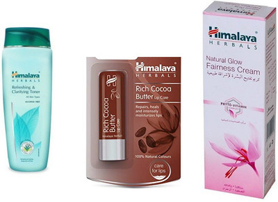 

Himalaya REFRESHING TONER, NATURAL GLOW FAIRNESS CREAM, COCO BUTTER LIP BLAM(Set of 3)
