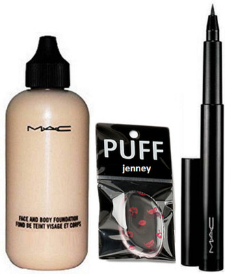 

jenney Silicon Puff & Face And Body Foundation & Pen Eyeliner(Set of 3)