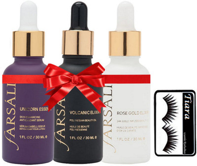 

tiara Eyelashes,Unicron Essence And Volcanic Elixir And Rose Gold Elixir Farsali(Set of 4)