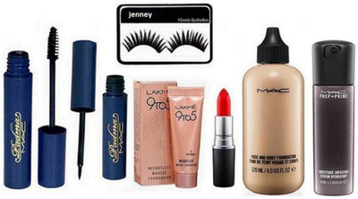 

jenney Eyelashes, Mac Face & Body Foundation, Matte Finish Lipstick, Padma Eyeliner & Mascara, Mousse, Prep + Prime Moisture Infusion Face Serum(Set of 7)