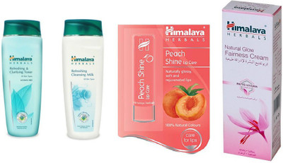 

Himalaya REFRESHING TONER, REFRESHING MILK, NATURAL GLOW FAIRNESS CREAM, PEACH LIP BLAM(Set of 4)
