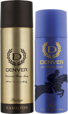 

Denver Prestige and Goal Combo Deodorant Spray - For Men(365 ml, Pack of 2)