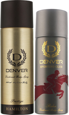 

Denver Prestige and Rider Combo Deodorant Spray - For Men(365 ml, Pack of 2)