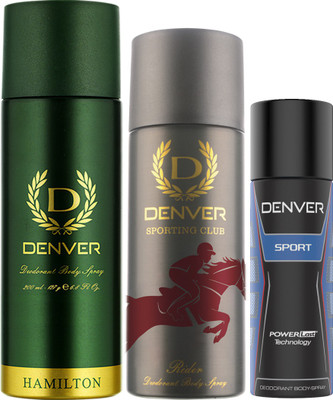 

Denver Hamilton, Rider and Sports Nano Combo Deodorant Spray - For Men(415 ml, Pack of 3)