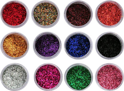 

Shopfleet Pack of 12 Colourful Sparkles Glitter Powder 10 g(Multicolor)