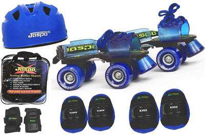 

Jaspo Blue Men Pro Senior Skates Combo (skates+helmet+knee+elbow+wrist+bag)suitable for age 6 to 14 years Skating Kit