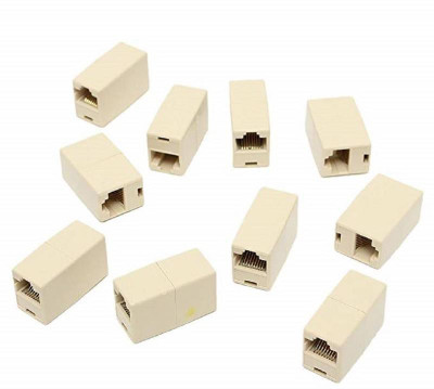

TECH-X RJ45 8P8C Lan Cable Coupler Connector(Beige Color) - Pack of 10 Lan Adapter(100 Mbps)
