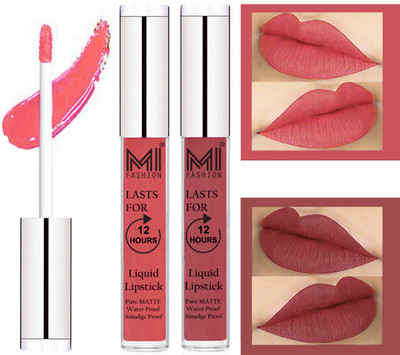 

MI Fashion Liquid Matte Lipsticks |Waterproof|Smudge Proof| Made in India|and|Long Lasting| Set of 2 Lipsticks(Peach Liquid Lipstick,Nude Liquid Lipstick)