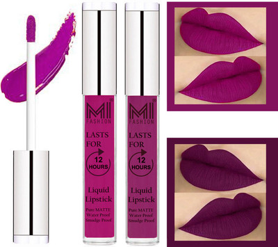 

MI Fashion Matte Liquid Lipsticks Waterproof Long Lasting Pigmented Lip Gloss Set of 2(Wine Liquid Lipstick,Deep Violet Liquid Lipstick)