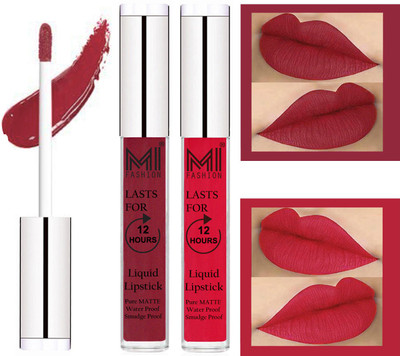 

MI Fashion Liquid Lipstick Combo Set of 2 |Matte|Waterproof|Kiss Proof|Long Lasting| and |Made in India|(Shimmer Cherry Liquid Lipstick,Spring Pink Lip Gloss)