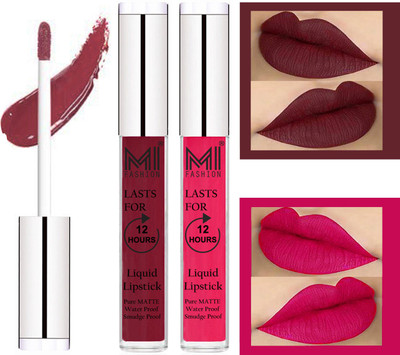 

MI Fashion Liquid Matte Lipsticks |Waterproof|Smudge Proof| Made in India|and|Long Lasting| Set of 2 Lipsticks(Red Mart Liquid Lipstick,Magenta Liquid Lipstick)