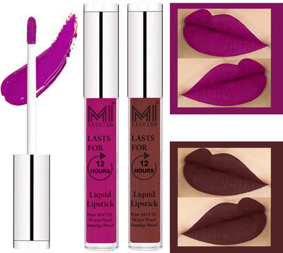 

MI Fashion Matte Liquid Lipsticks Waterproof Long Lasting Pigmented Lip Gloss Set of 2(Wine Liquid Lipstick,Dark Brown Liquid Lipstick)