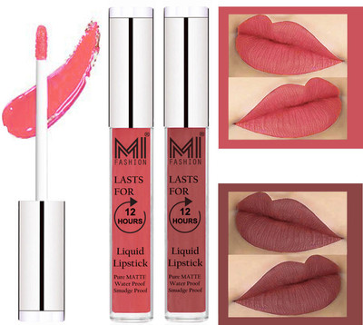

MI Fashion Liquid Matte Lipsticks |Waterproof|Smudge Proof| Made in India|and|Long Lasting| Set of 2 Lipsticks(Peach Liquid Lipstick,Brown Liquid Lipstick)