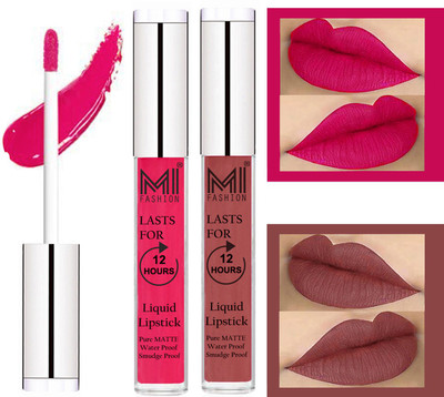 

MI Fashion Matte Liquid Lipsticks Waterproof Long Lasting Pigmented Lip Gloss Set of 2(Magenta Liquid Lipstick,Brown Liquid Lipstick)