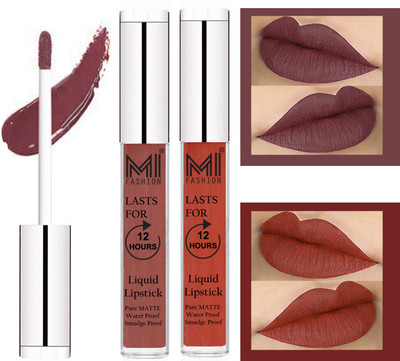 

MI Fashion Liquid Matte Lipstick Combo Non Stick on Cup,Long Lasting,Highly pigmented Lip Gloss Set of 2(Light Chocolate Liquid Lipstick,Brick Red Lip Gloss)