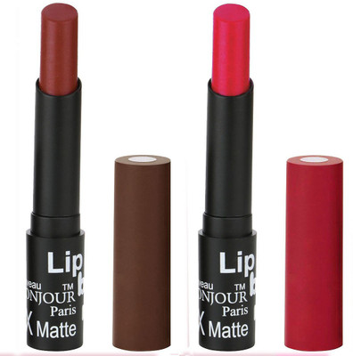 

Bonjour Paris Creamy Matte Lip Sugar Lipsticks (Set Of 2)A19(Cherry, Pink)