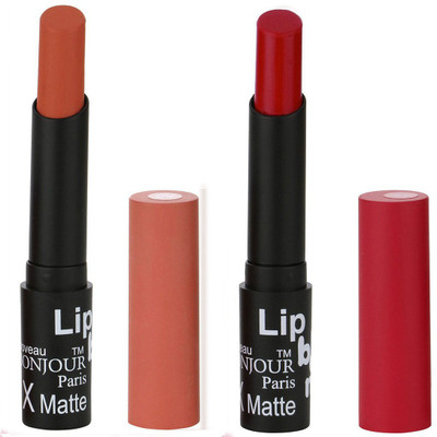

Bonjour Paris Moisturizing Creamy Lipcolor With Various Finishes Lipsticks A8(Coral, Crimson)