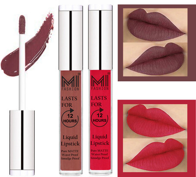 

MI Fashion Liquid Matte Lipstick Combo Non Stick on Cup,Long Lasting,Highly pigmented Lip Gloss Set of 2(Light Chocolate Liquid Lipstick,Spring Pink Lip Gloss)