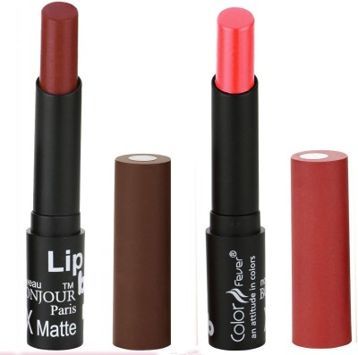 BONJOUR PARIS Creamy Matte Lip Sugar Lipsticks (Set Of 2)A20(Cherry, Baby Pink, 7 g)