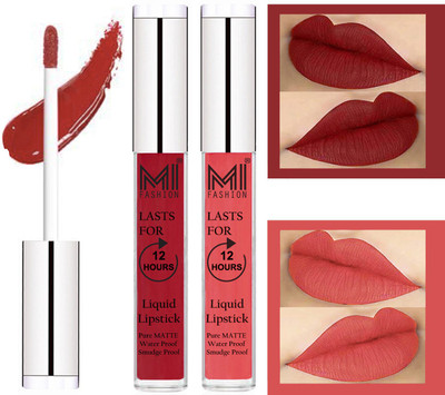 

MI Fashion Liquid Lipstick Combo Set of 2 |Matte|Waterproof|Kiss Proof|Long Lasting| and |Made in India|(Together Red Liquid Lipstick,Peach Bae Lip Gloss)