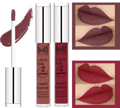 

MI Fashion Liquid Matte Lipstick Combo Non Stick on Cup,Long Lasting,Highly pigmented Lip Gloss Set of 2(Light Chocolate Liquid Lipstick,Shimmer Cherry Lip Gloss)